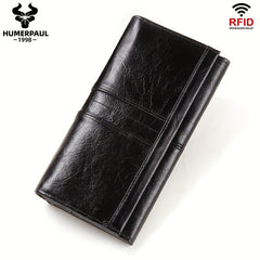 Women's Classic Bi-fold Wallet Top Grain Leather RFID Blocking