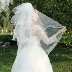 Bridal Wedding Veil With Comb White Faux Pearl Hair Accessories