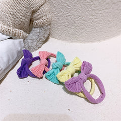 5pcs Colorful Elastic Bow Hair Ties for Girls