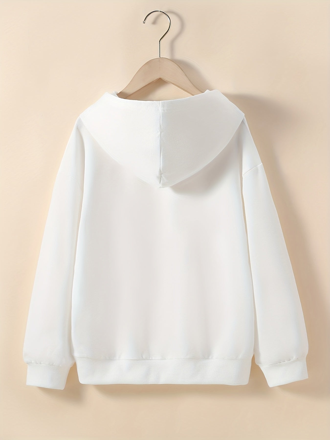 Girls' Bear & Slogan Graphic Hooded Sweatshirt for Spring & Autumn