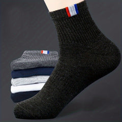 5 Pairs Casual Sports Socks Men's Crew Socks Outdoor All Seasons