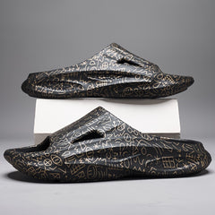 Men Graffiti Cloud Slides Pillow Slippers Lightweight Comfortable Open Toe Shoes