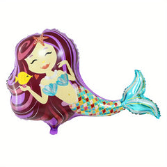 1pc Purple Mermaid Mylar Balloons for Under The Sea Party