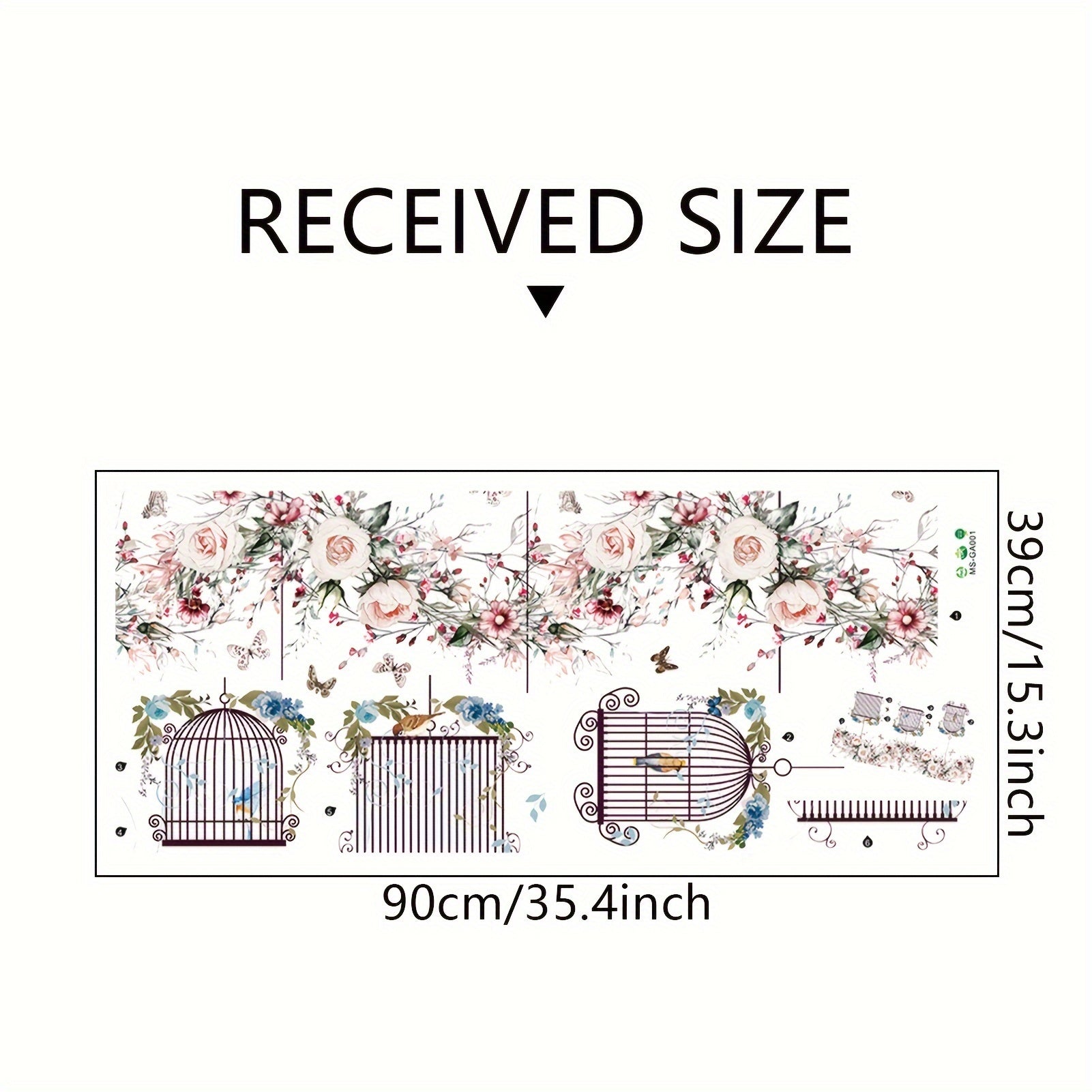 Flowers Wall Stickers DIY Butterfly Green Leaves Birdcage Parrots Wall Decals