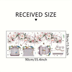 Flowers Wall Stickers DIY Butterfly Green Leaves Birdcage Parrots Wall Decals