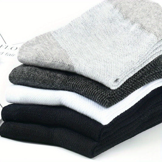 Men's Solid Crew Socks Breathable Comfy Casual Unisex Summer Wearing