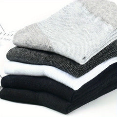 Men's Solid Crew Socks Breathable Comfy Casual Unisex Summer Wearing