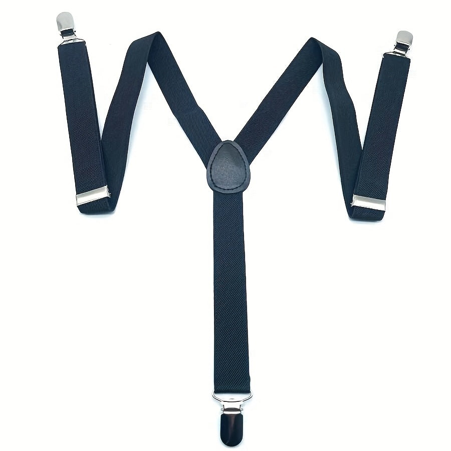 Men's Casual Business Suit Suspenders Elastic Plain Suspenders