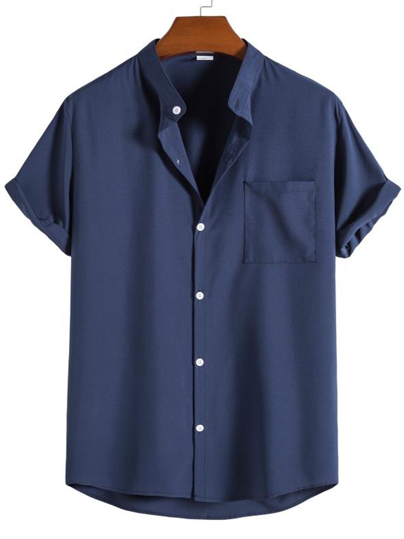 Men's Casual Stand Collar Short Sleeve Shirt