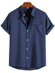 Men's Casual Stand Collar Short Sleeve Shirt