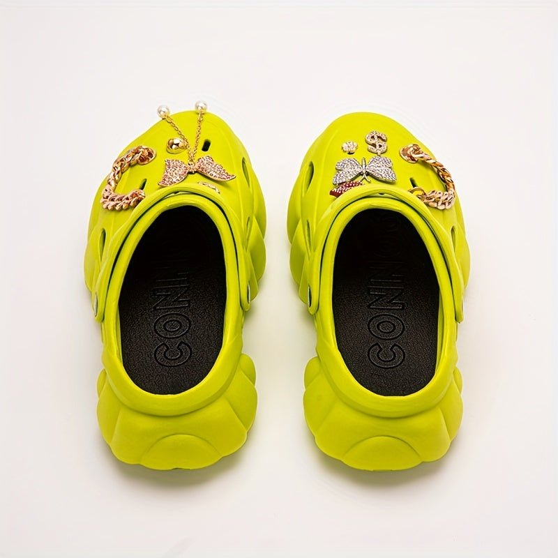 Women's Butterfly Charms Clogs Chain Decor Platform Garden Sandals