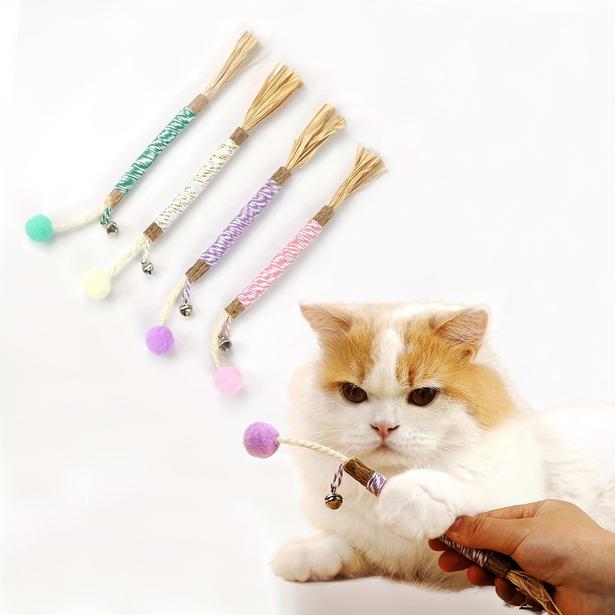 Catnip Teething Stick Cat Toy with Ball and Bell