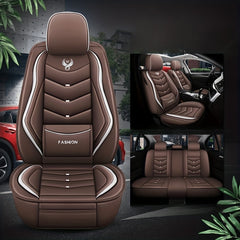 5 seat Full Coverage Faux Leather Car Universal Seat Cover with Waist Support