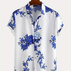 Men s Floral Graphic Short Sleeve Shirt Hawaiian Beach