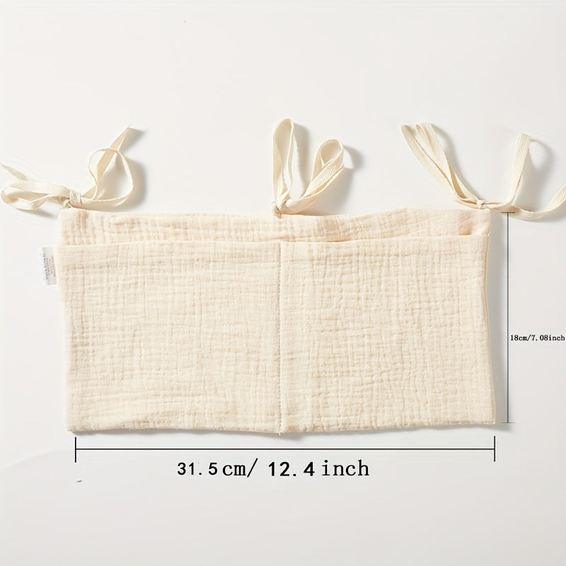 Double Layer Cotton Bedside Storage Bag 2 Pockets & Stroller Hanging