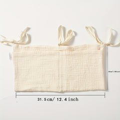 Double Layer Cotton Bedside Storage Bag 2 Pockets & Stroller Hanging