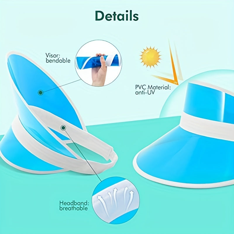 Clear Sun Visor Hat for Kids Lightweight Portable PVC Visor Cap