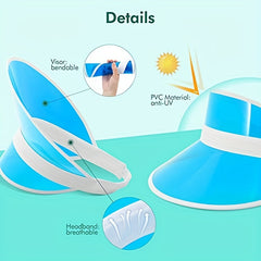 Clear Sun Visor Hat for Kids Lightweight Portable PVC Visor Cap