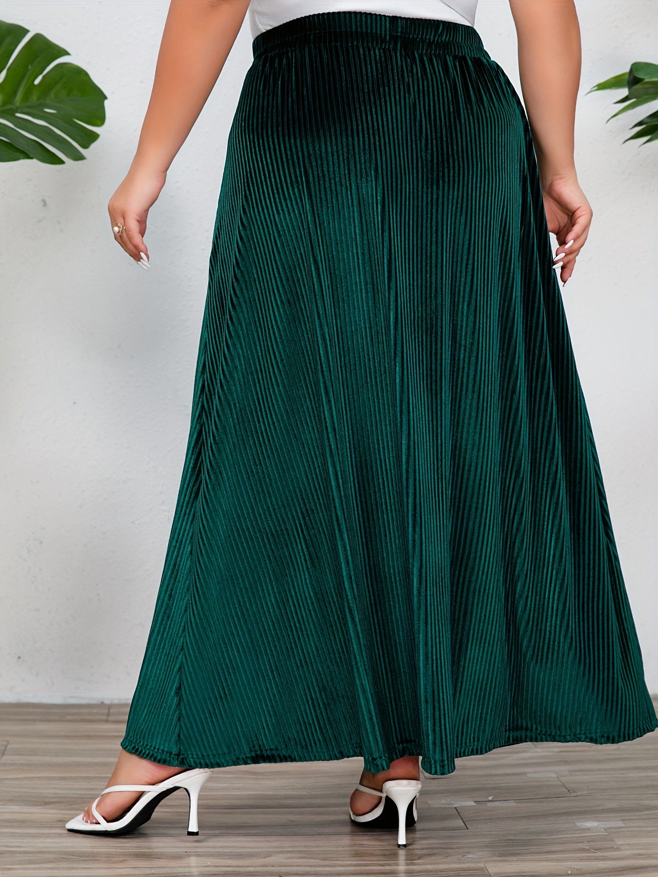 Women's Plus Size High Waisted Pleated Skirt for Fall & Winter