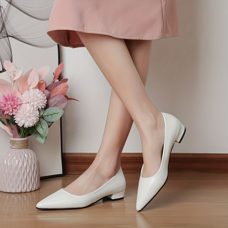 Women's Slip On Block Heel Shoes Point Toe Shallow Daily Shoes