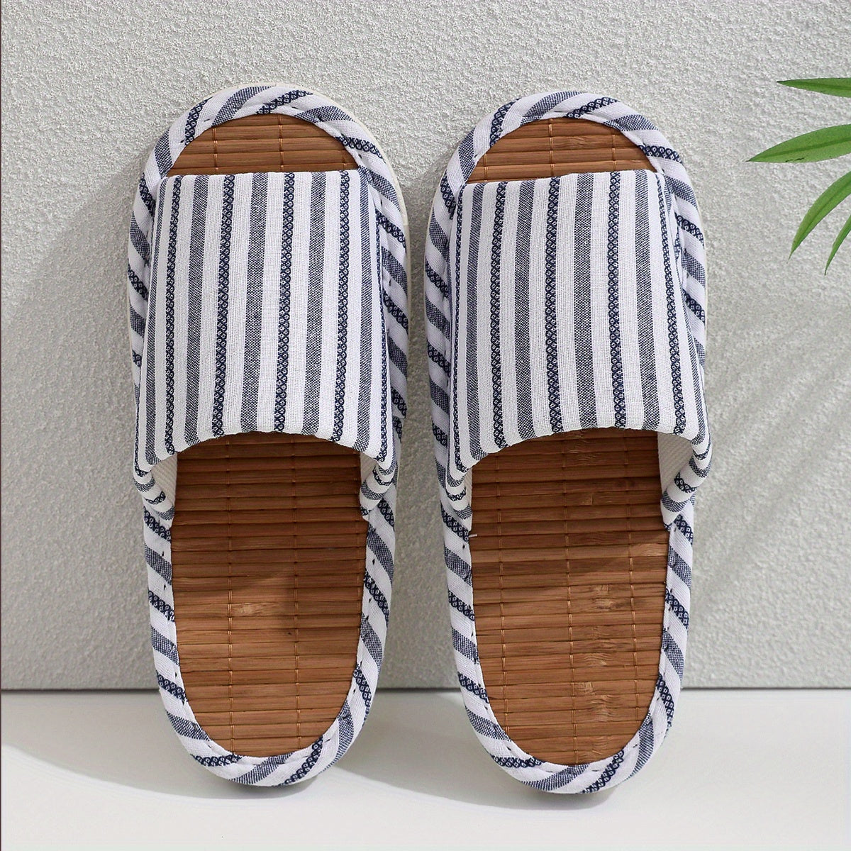 Striped House Slippers Men Cozy Indoor Shoes Anti-Skid Fall Spring