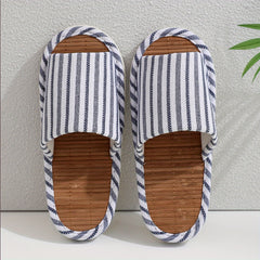 Striped House Slippers Men Cozy Indoor Shoes Anti-Skid Fall Spring