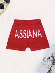 Letter Print Skinny Shorts Yoga Casual Summer Shorts Women's Clothing