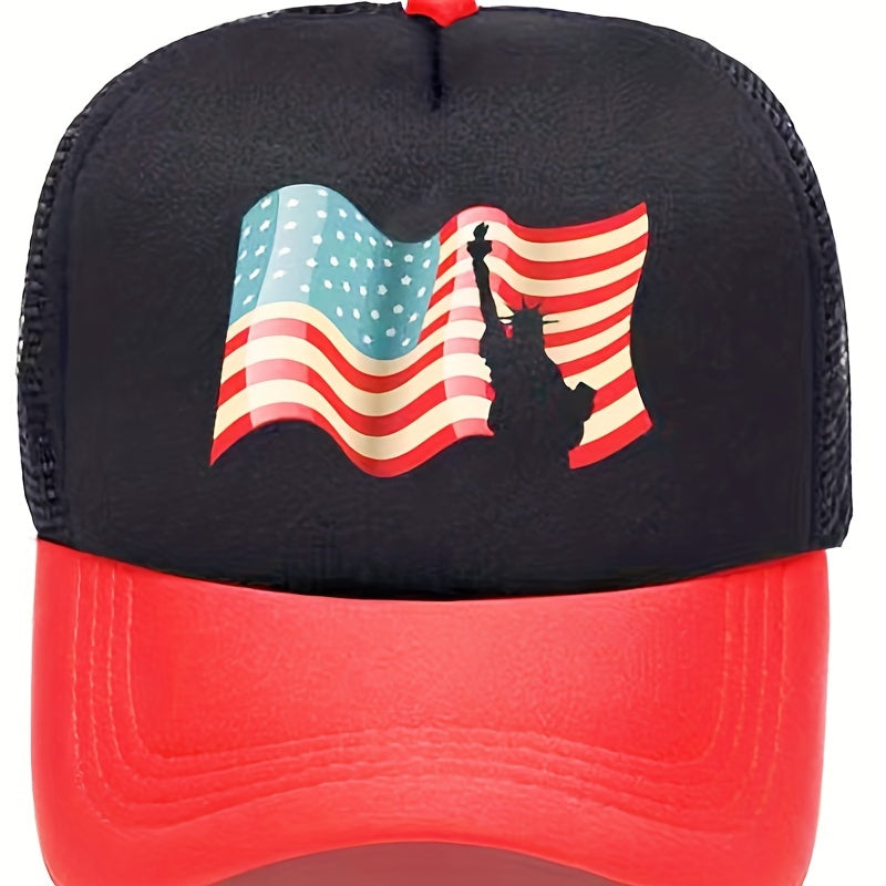 Unisex Sunshade Baseball Cap with American Flag Embroidery
