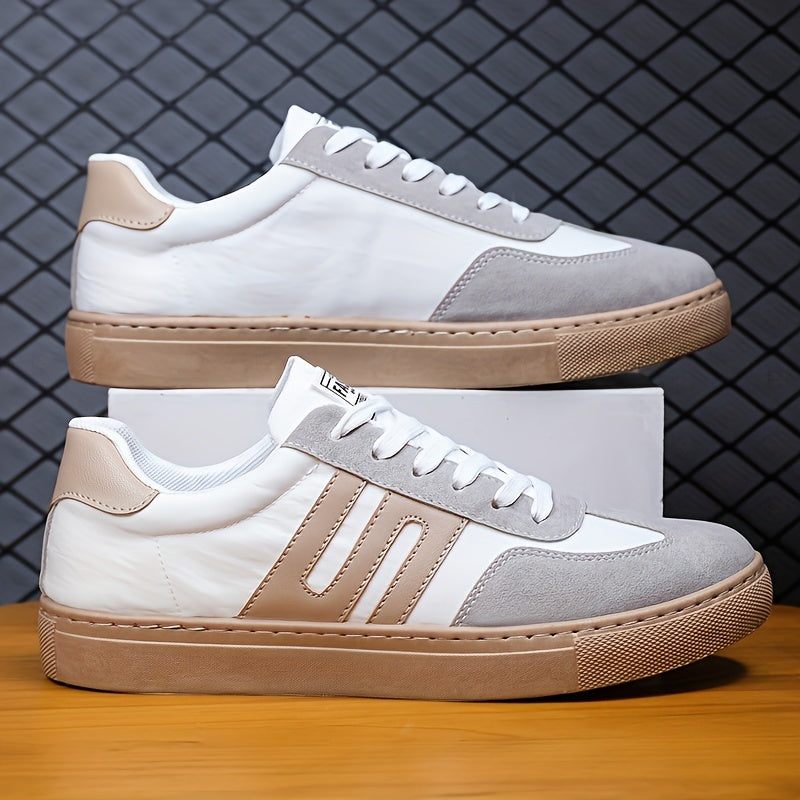 Men's Striped Lace up Skate Shoes Walking Sneakers