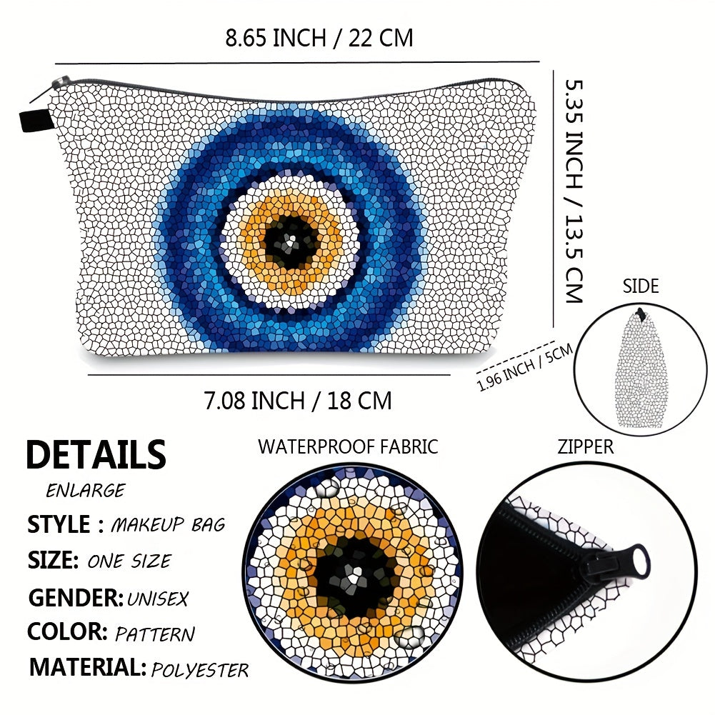 Evil Eye Pattern Makeup Bag Portable Zipper Cosmetic Pouch Gift For Women