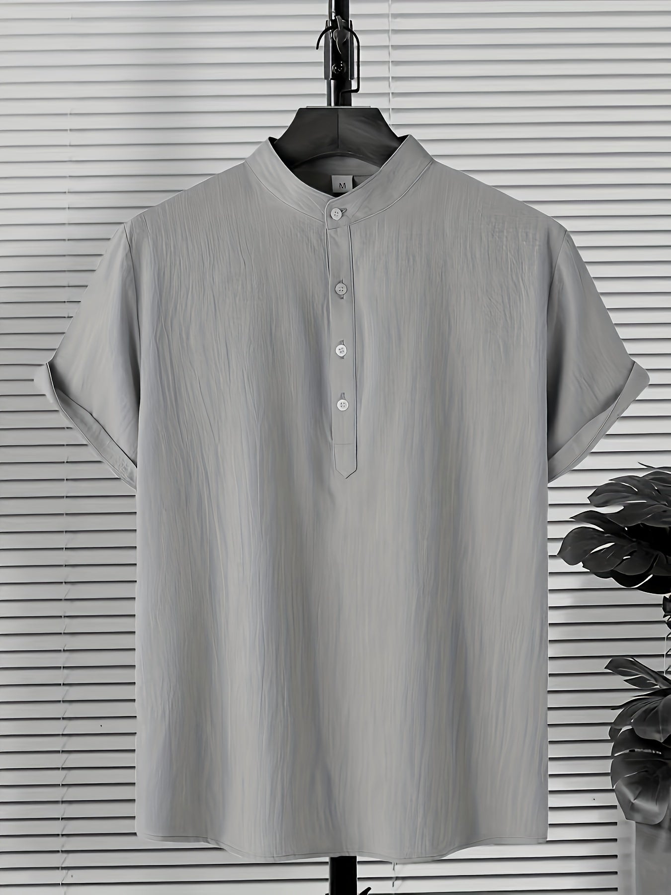Solid Men's Casual Short Sleeve Shirt for Summer Vacation Resort