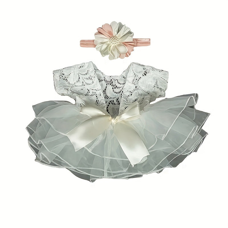 Newborn Photography Lace Romper Bodysuit & Headband Props