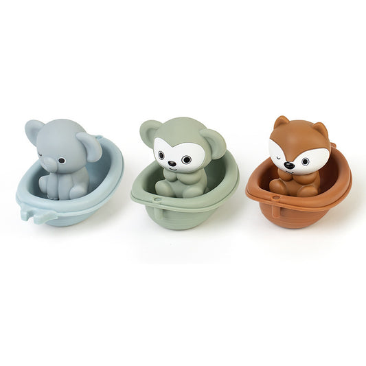 3pcs Kids' Floating Boat Toys Stackable ABS Plastic Animal Designs