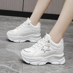 Women's Star Pattern Lace-up Platform Chunky Sneakers