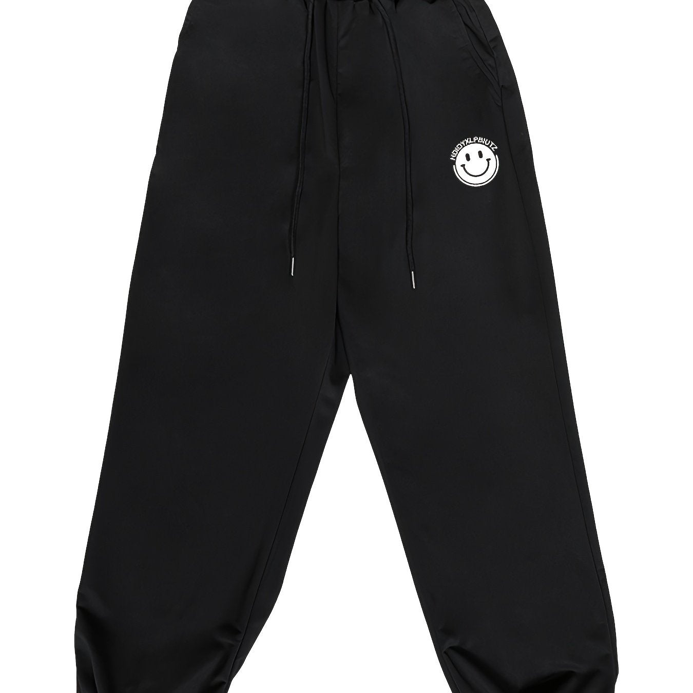 Men's Smile Print Drawstring Sweatpants Soft Active Pants