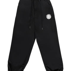 Men's Smile Print Drawstring Sweatpants Soft Active Pants