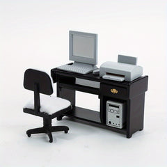 1:12 Dollhouse Computer Desk and Chair Set - Durable Accessories for Play