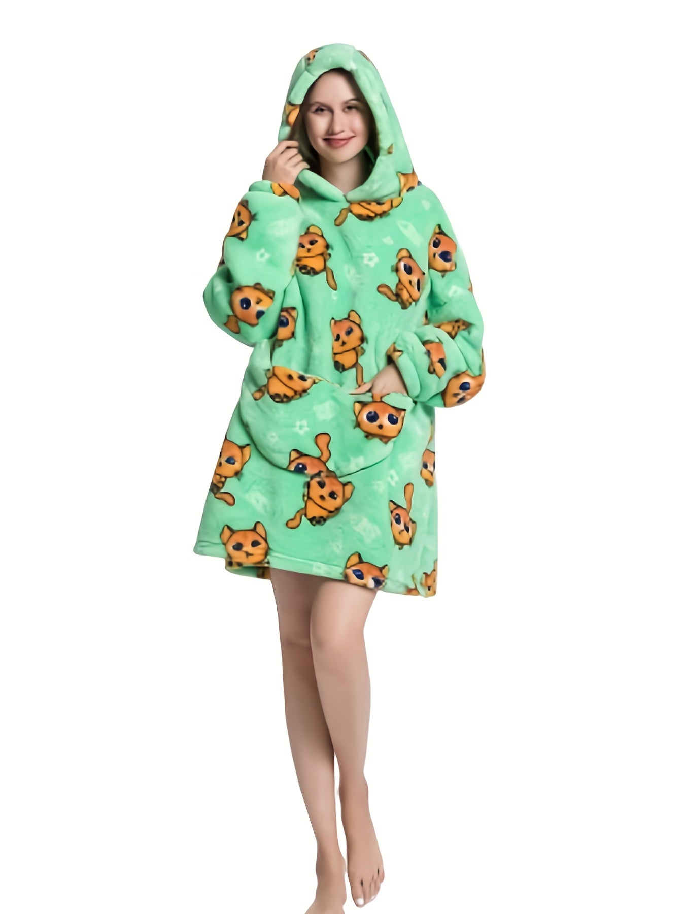 Animal Pattern Sherpa Fleece Hooded Blanket