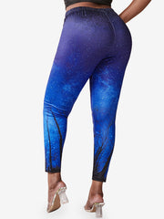 Women's Plus Galaxy & Tree Print Skinny Leggings