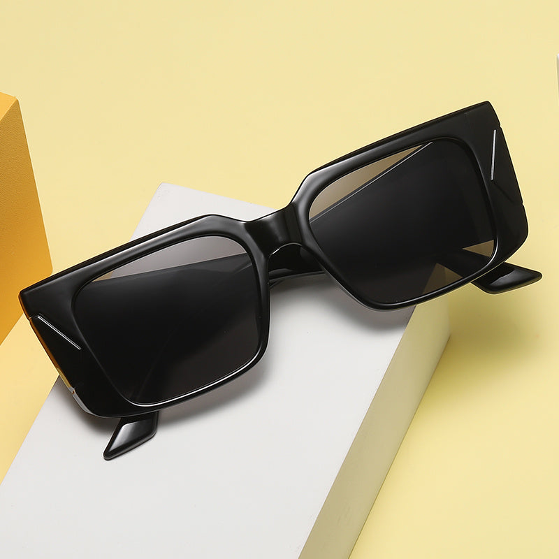 Square Sunglasses Thick Edge Temple Pattern