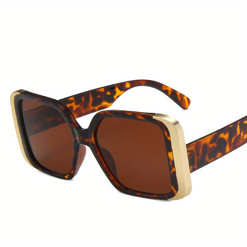 Square Frame Sunglasses Vintage Oversized Flat Top Eyewear UV Blocking