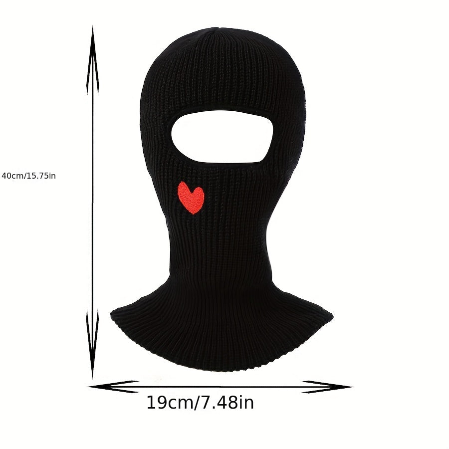 Heart Embroidered Cycling Balaclava Hat