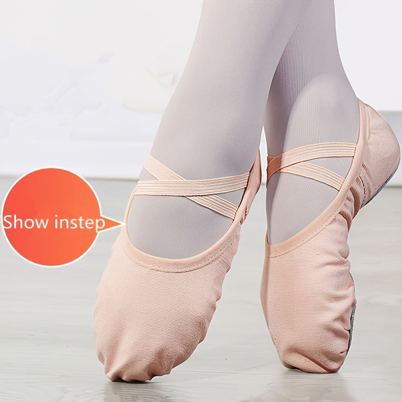 Women's Ballet Dance Shoes Cross Straps Lace Up Soft Sole