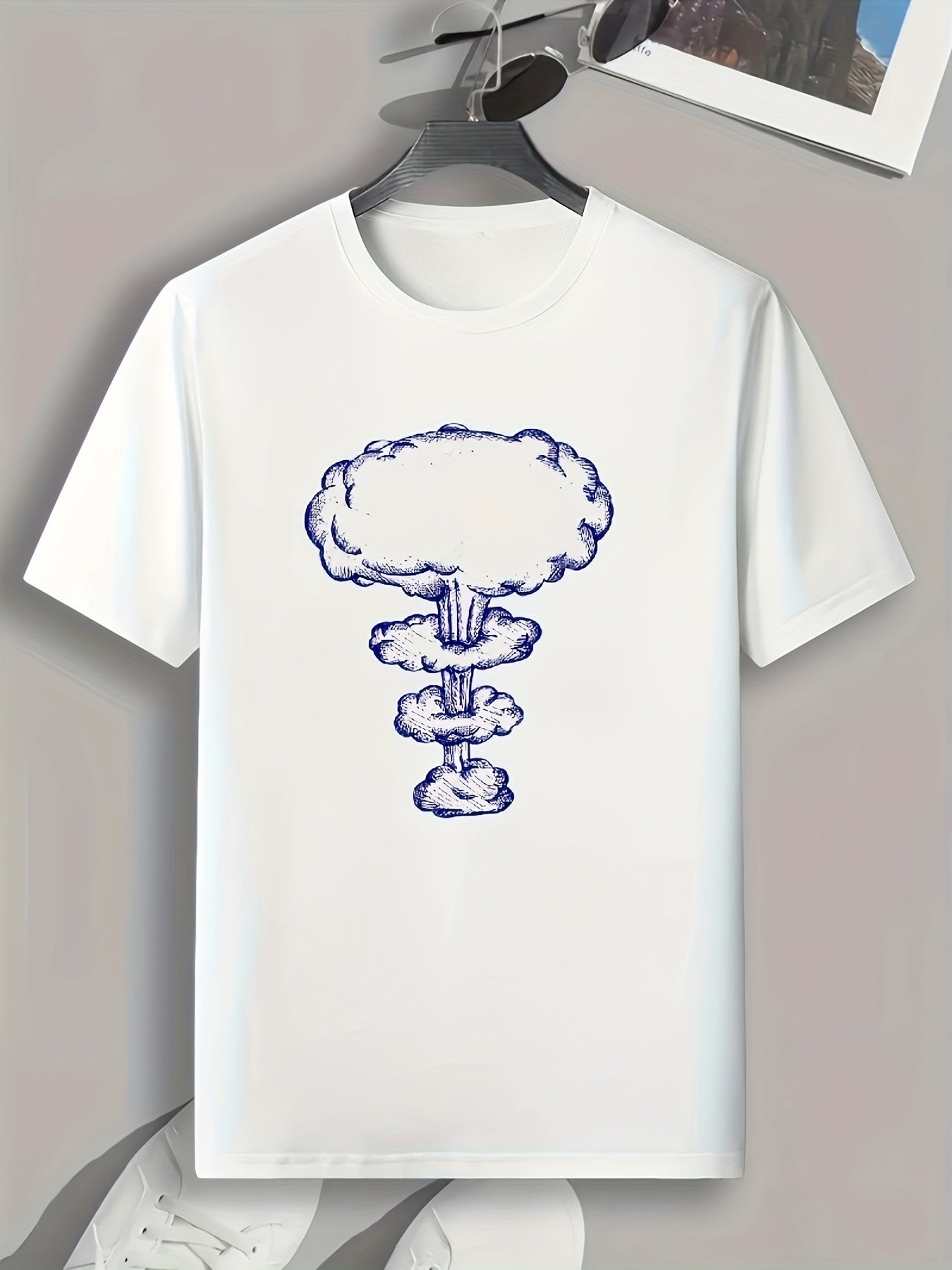 Mushroom Cloud Print Men's Graphic T shirt for Summer