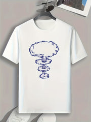 Mushroom Cloud Print Men's Graphic T shirt for Summer