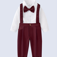 Baby Gentleman Suit 2pcs Long Sleeved Shirt and Overalls Pants