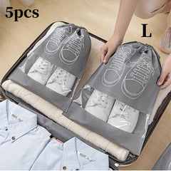 5pcs Outdoor Portable Shoes Bag Drawstring Travel Shoes Storage Bag