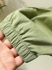 Girls Casual Cargo Pants Loose Fit Street Style Elastic Waist Trousers