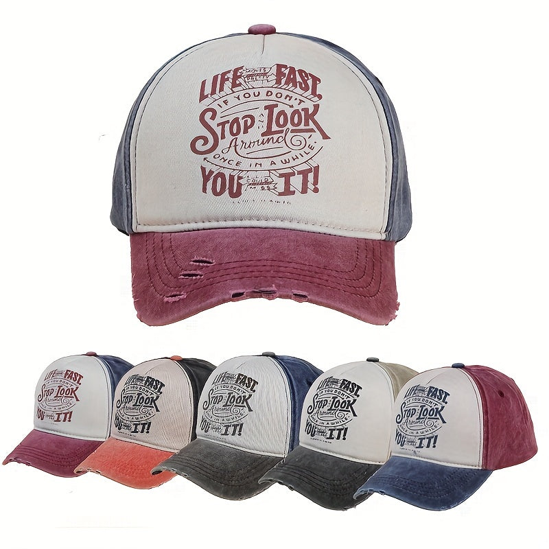 Unisex Raw Denim Baseball Cap with Letter Embroidery