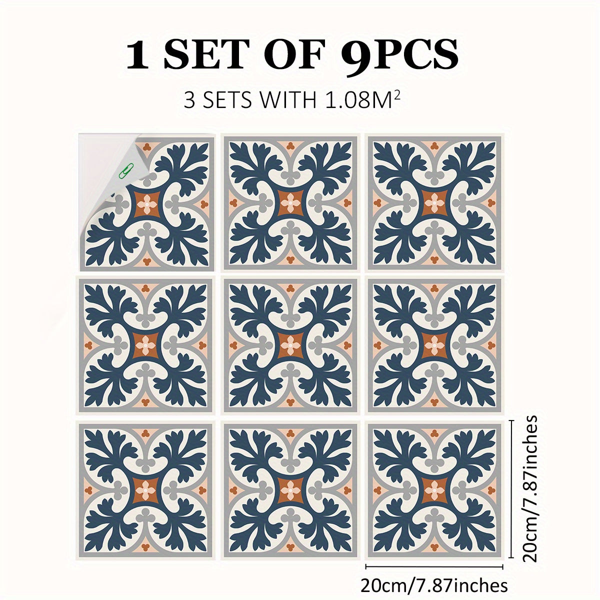 Mediterranean Style Floor Stickers PVC Tile Waterproof Non-slip Stickers